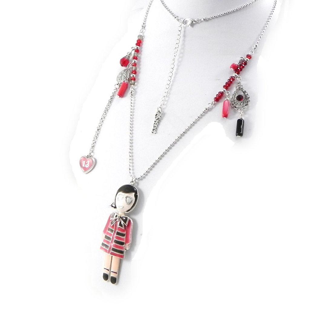 Les Trésors De Lily [H9857] - Red 'Mangas' Designer Long Necklace