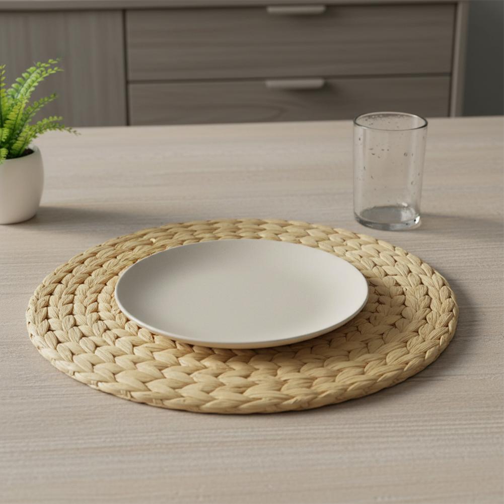 Woven Thermal Insulation Table Mats Anti-Hot Braided-Straw Pads Table Protector Modern Rustic Style Table Mats