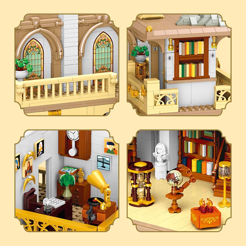 3028PCS Book House Building Blocks European Style City Street View MOC Bricks Model Set With Light Kids DIY Toys Holiday Gifts