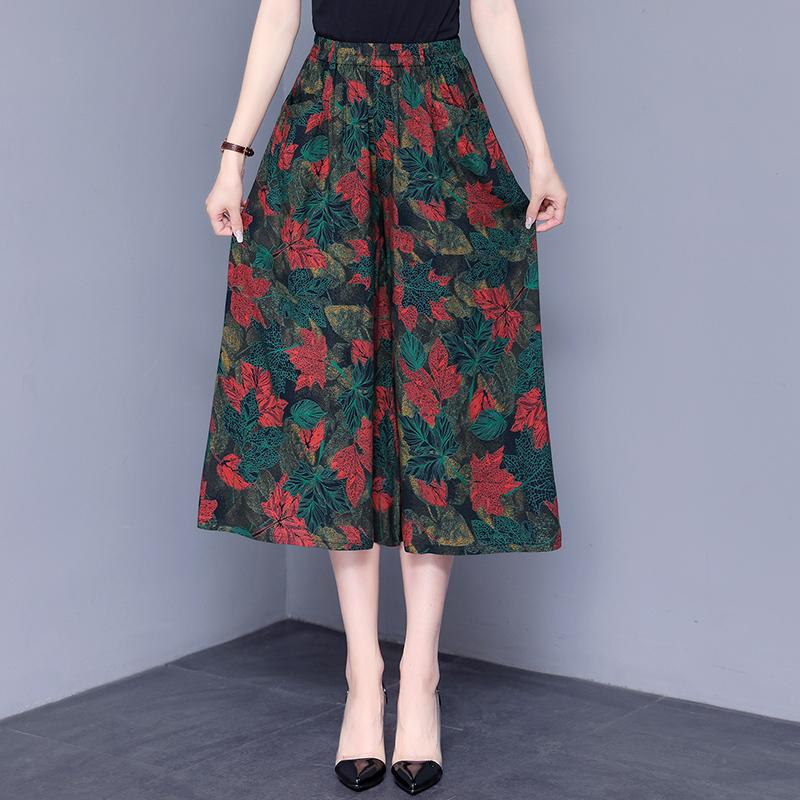 Широкие брюки с высокой талией, женские летние брюки больших размеров, повседневные свободные винтажные брюки с эластичной резинкой на талии, большие размеры