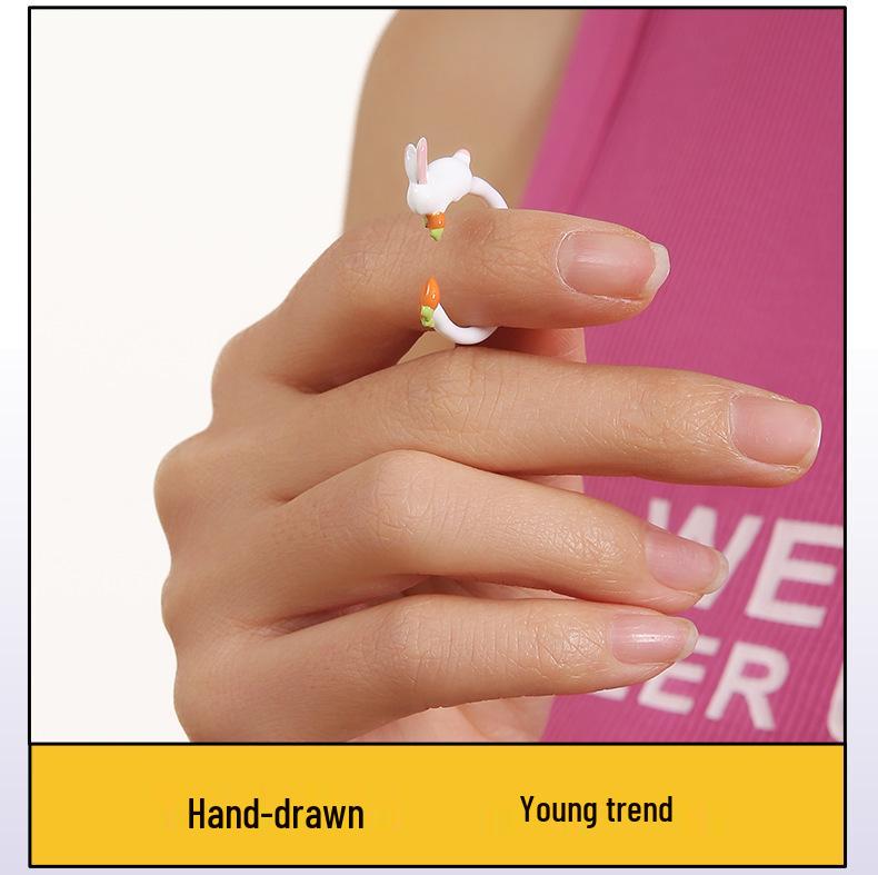 YOK Ручной работы Креативное кольцо с морковкой и кроликом из капельной эмали для женщин