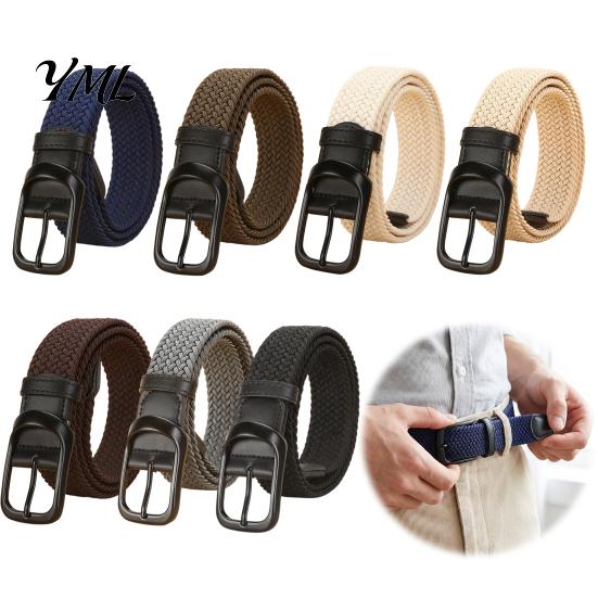 Breathable Elastic Webbing Belt Woven for Women, No Punching Adjustable Waist with Easy Wear Retro Metal Pin Buckle, Casual Stretchy Jeans And Dresses