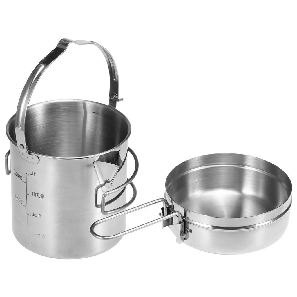 1L Stainless Steel Cooking Kettle Portable Outdoor Camping Backpacking Pot
