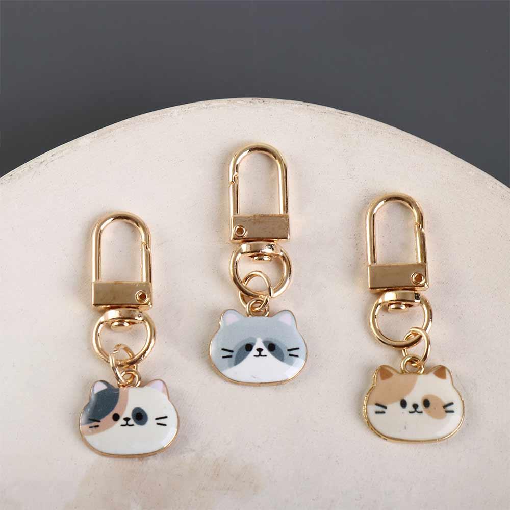 Metal Enamel Kitten Little Cat Small Keychain Hook Exquisitely Crafted U Disk Decor