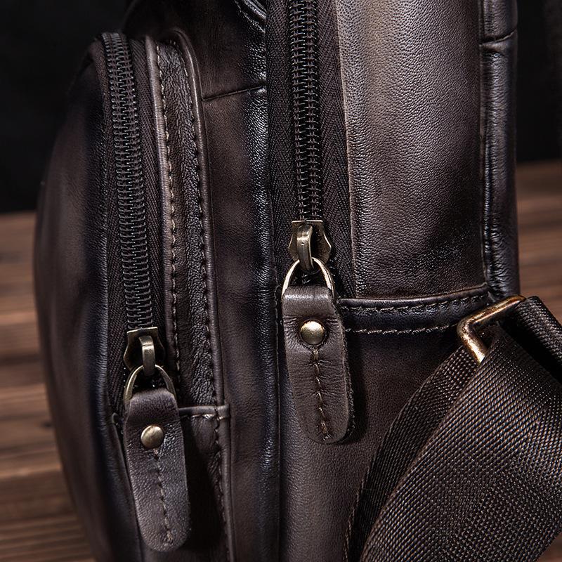 Мужская натуральная кожа, модный дизайн, сумка через плечо на груди, дорожная сумка на одно плечо, рюкзак