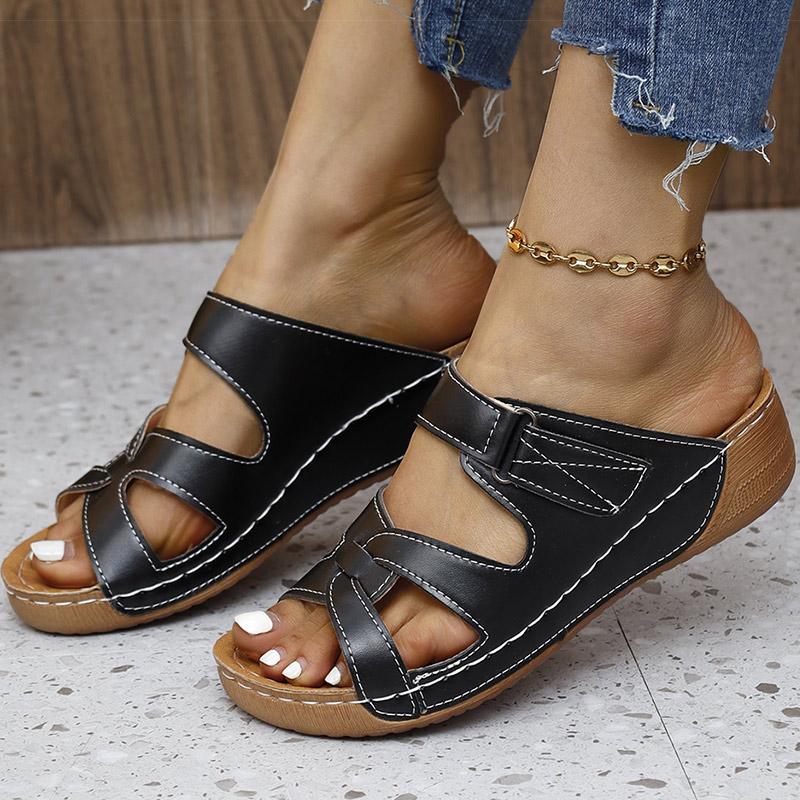 Fashion Women's Sandals Summer 2024 New Wedge Heels Sandals Slip On Summer Shoes Women Elegant Heeled Slippers Summer Footwear Female