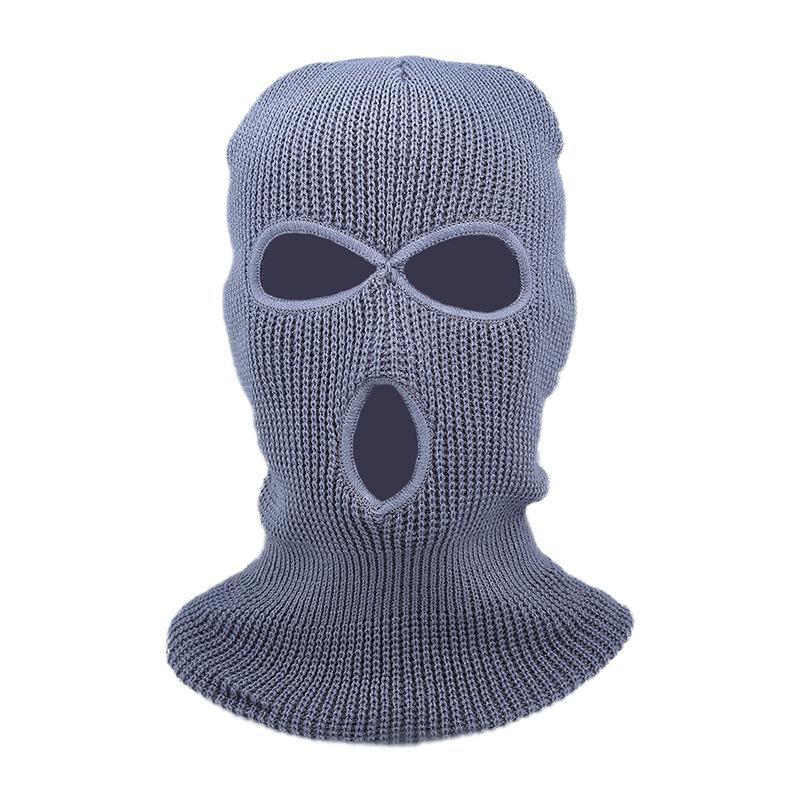 Зимняя шапка-балаклава с 3 отверстиями, вязаная анфас, гетра для лыжного шеи, теплая вязаная шапка для занятий спортом на открытом воздухе, лыжная маска с вышивкой крестиком