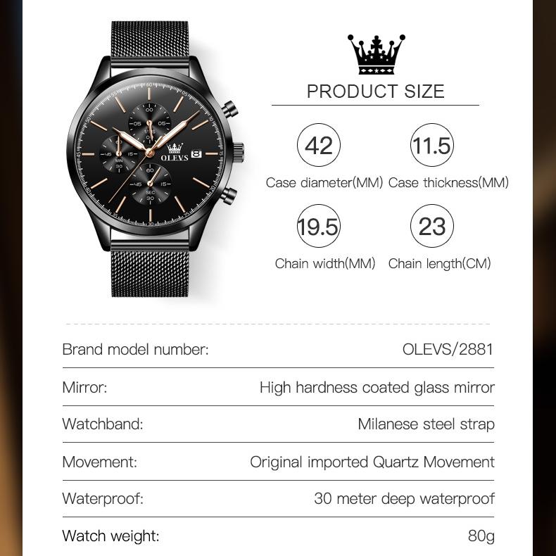 OLEVS Watches Men's Sports Chronograph Quartz Watch Simple Men's Watch Electronic Watch