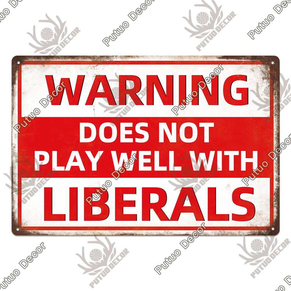 Putuo Decor Warning Vintage Metal Sign Plaque Metal Retro Tin Sign for Bar Club Park Backyard Home Man Cave Wall Decor