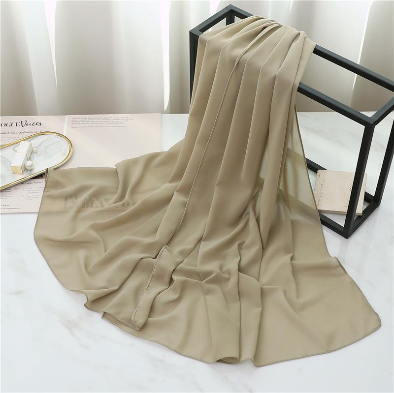 Summer Long Silk Scarf For Women Large Shawl Wrap Headband Solid Design Hijab Beach Stoles Female Foulard Echarpe Bandana