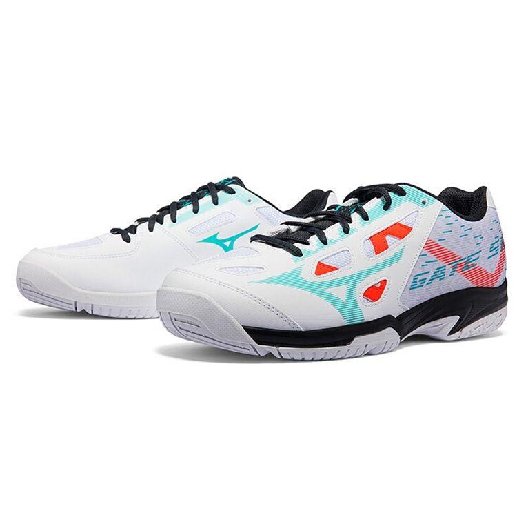 Mizuno Кроссовки для бадминтона Gate Sky Plus с низким верхом, унисекс, белые/синие/оранжевые 71GA204034
