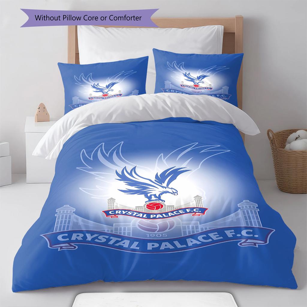 Crystal Palace Football Club Pattern Bedding,Quilt Set Quilt Cover Pillowcase Home Birthday Gift (1 * duvet cover + 2 * pillowcase, without core)