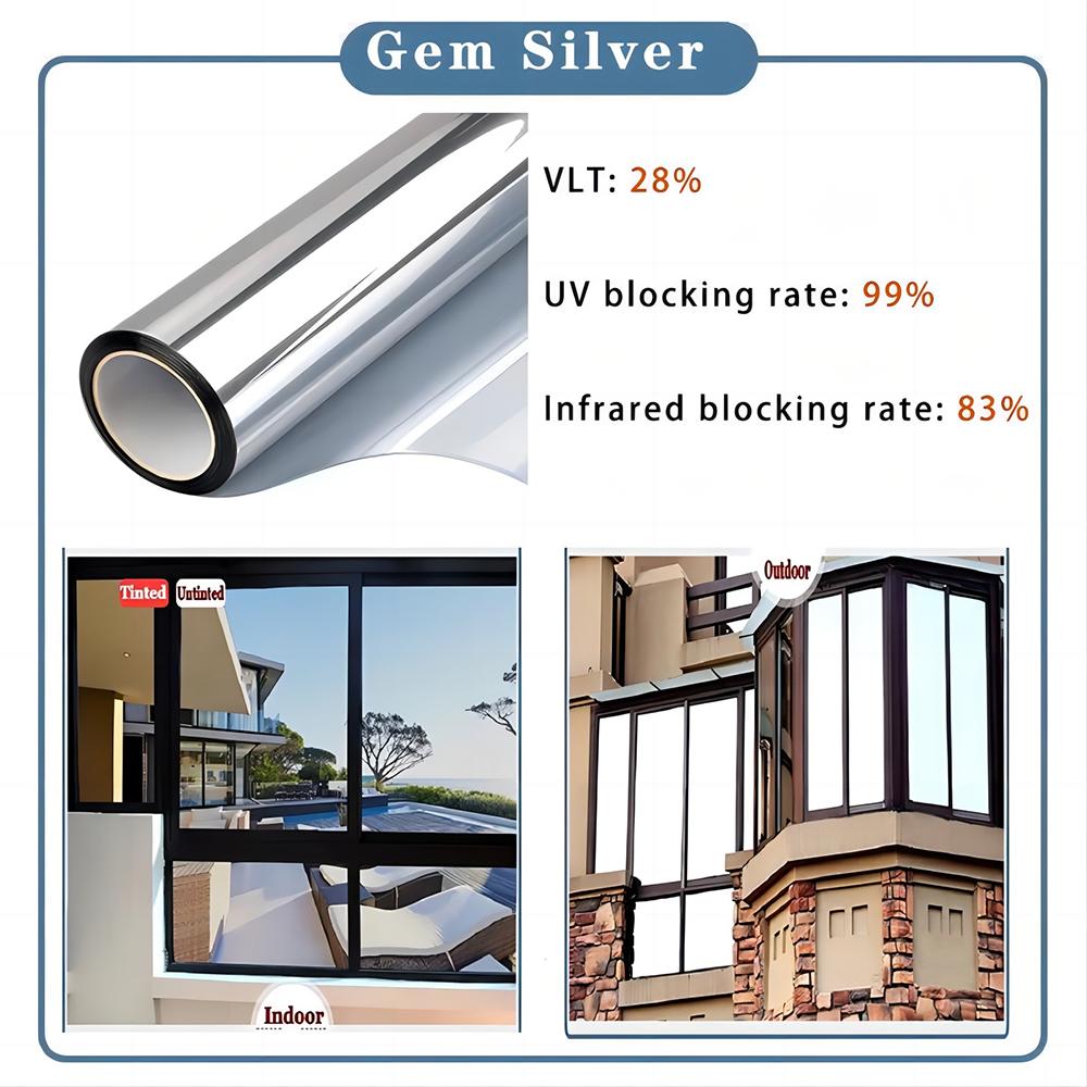 45x300cm Window Privacy Film Office Home Balcony One Way UV Blocking Static Cling Glass Film