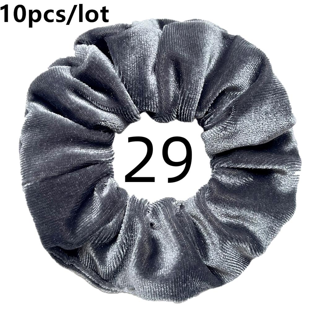 10pc/lot Scrunchies Velvet Scrunchies Hair Accessories For Women Elastic Bands Elegant Ponytail Solid Colors Coffee Black Grey