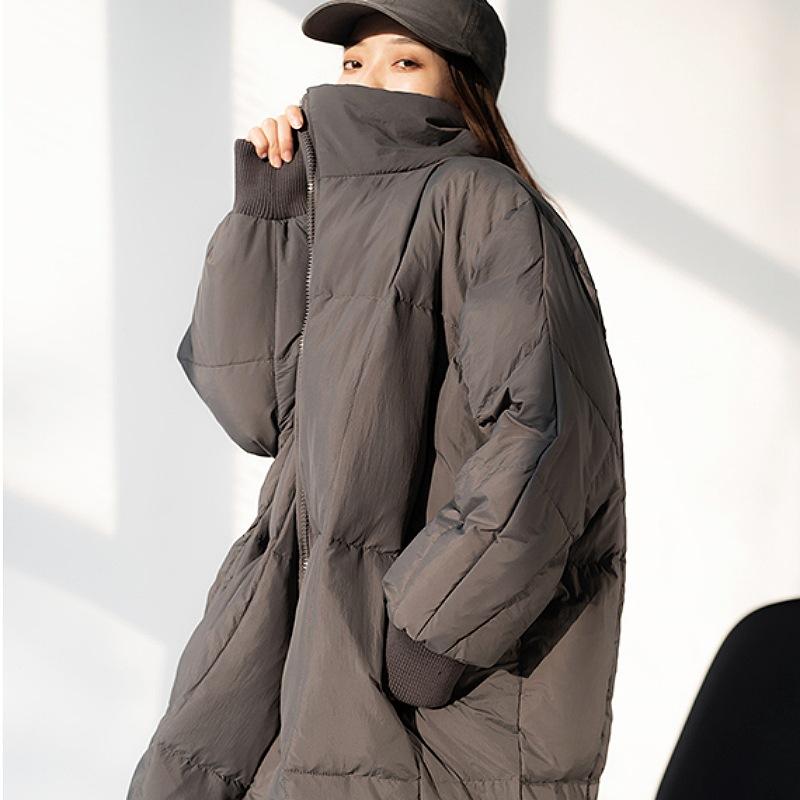 Новая женская зимняя длинная пуховая куртка свободного кроя ниже колена, модные пуховики