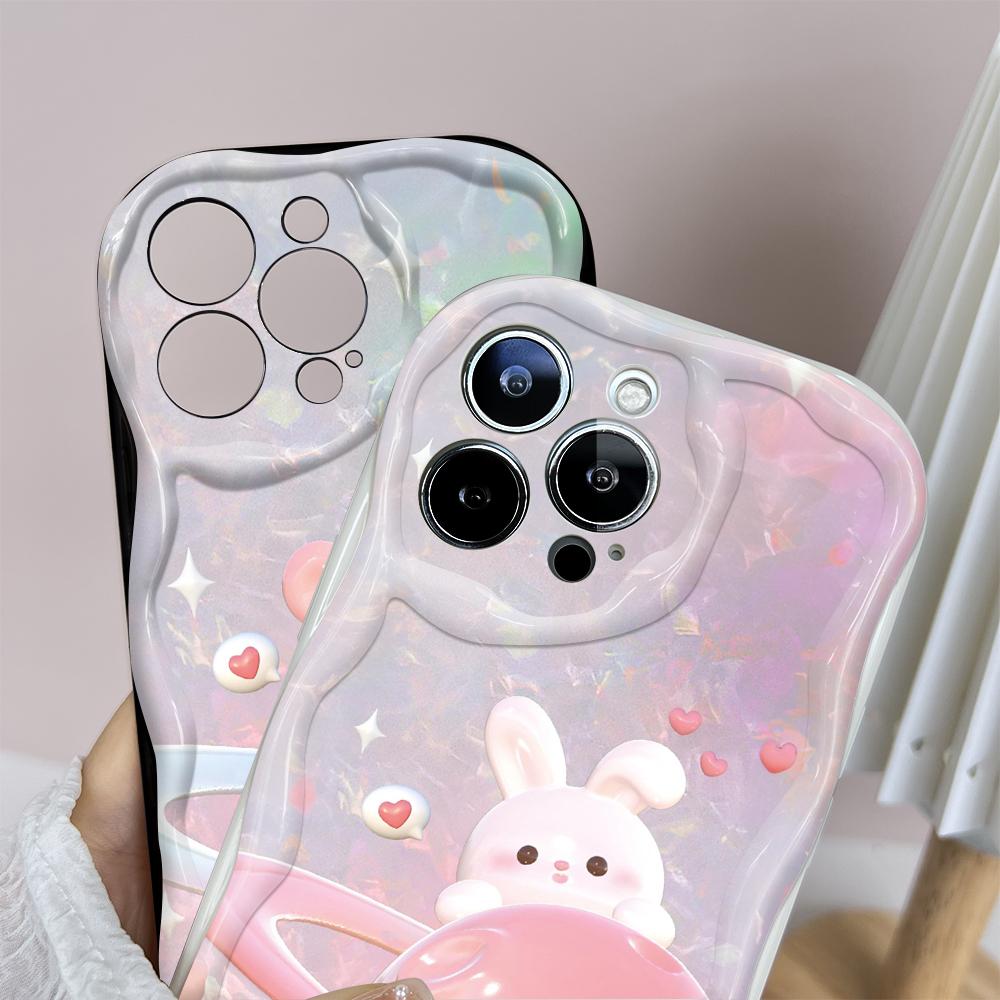 Для iPhone 16 15 14 13 12 Pro Max Samsung S24 Ultra S23 S22 Plus Redmi Note 13 Pro Star Planet Rabbit Bear Cream Texture Мягкий силиконовый чехол для телефона