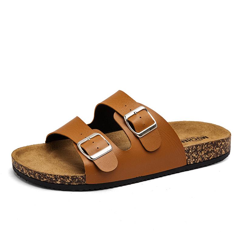 Мужские сандалии Birkenstock с двумя пряжками и открытым носом - Летняя повседневная уличная обувь Шлепанцы