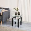 2-Piece Clear Tempered Glass Small Table, End Table for Living Room, Sofa Table with Black Legs