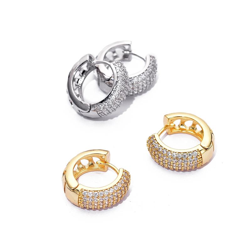 Luxury AAAA Zirconia Round Huggie Hoop Earrings For Women Geometric Ear Buckle Wedding Engagement Party Trendy Classic Jewelry