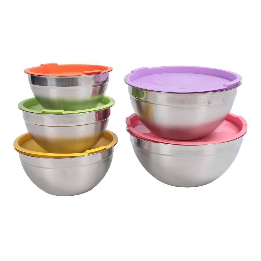 5PCS Mixing Bowls with Lids Stainless Steel Stackable Nesting Bowl Food Container for Baking