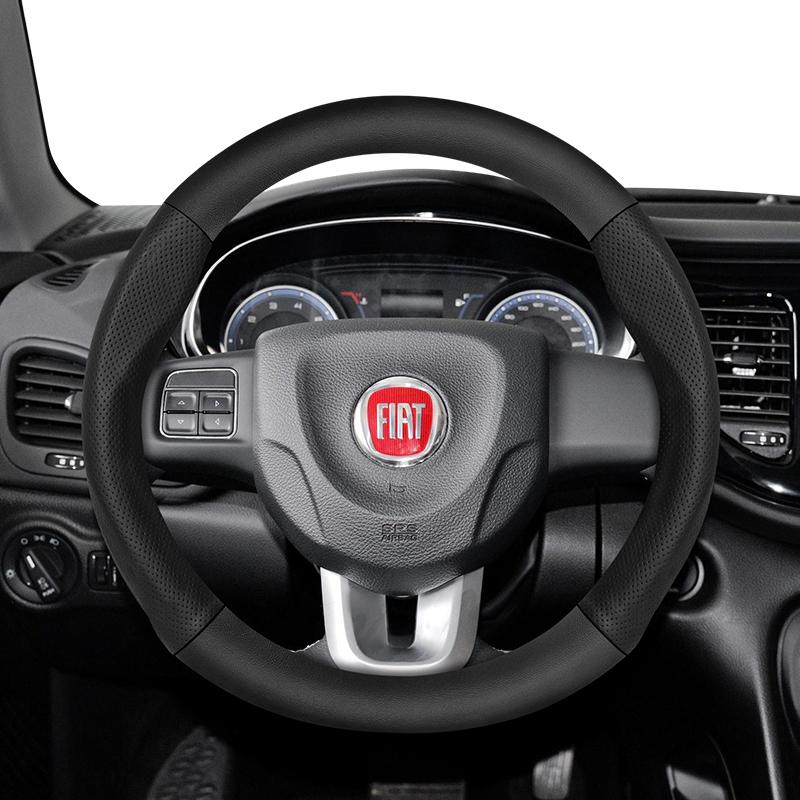 bpzsw1 Suitable for Fiat Breathable Holes Leather Matte Carbon Fiber Texture Steering Wheel Cover Suitable for 500 Grande Punto Evo 169 Ducato Bravo