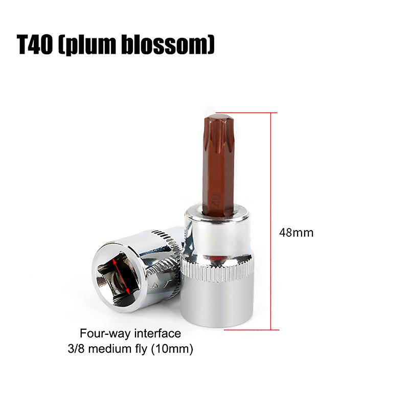 3/8-дюймовые головки с битами Torx T20/30/40/45/50/55/60 S2 сталь длина 48 мм серебристый тон ручной инструмент для самостоятельного ремонта автомобилей