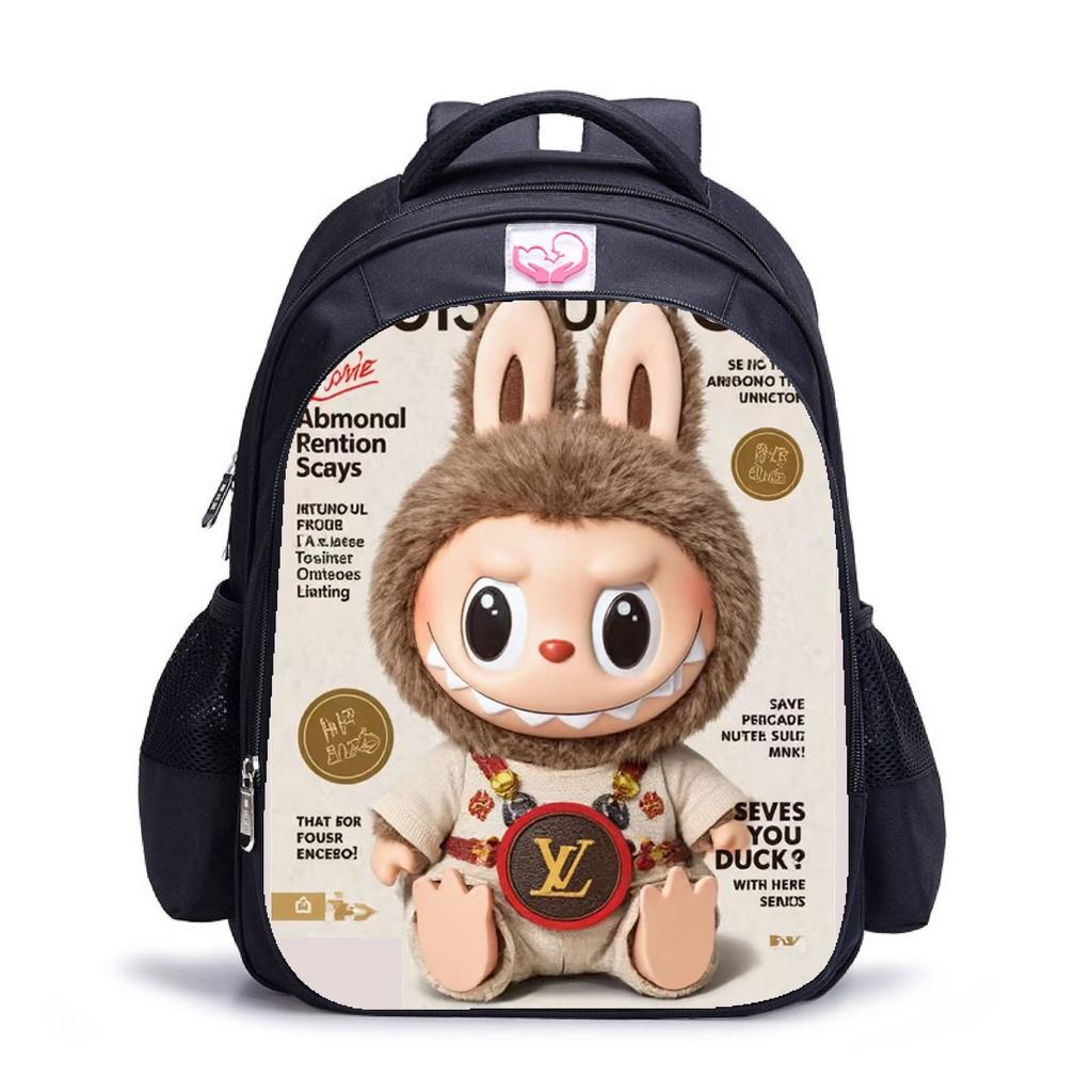 Трендовый детский рюкзак Labubu для детского сада, школьный рюкзак, черный мужской и женский рюкзак, мультяшный студенческий рюкзак 5529