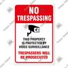 Putuo Decor No Trespassing Tin Signs Warning Plaque Metal Video Surveillance Wall Art Poster Plate Yard Iron Painting Stickers