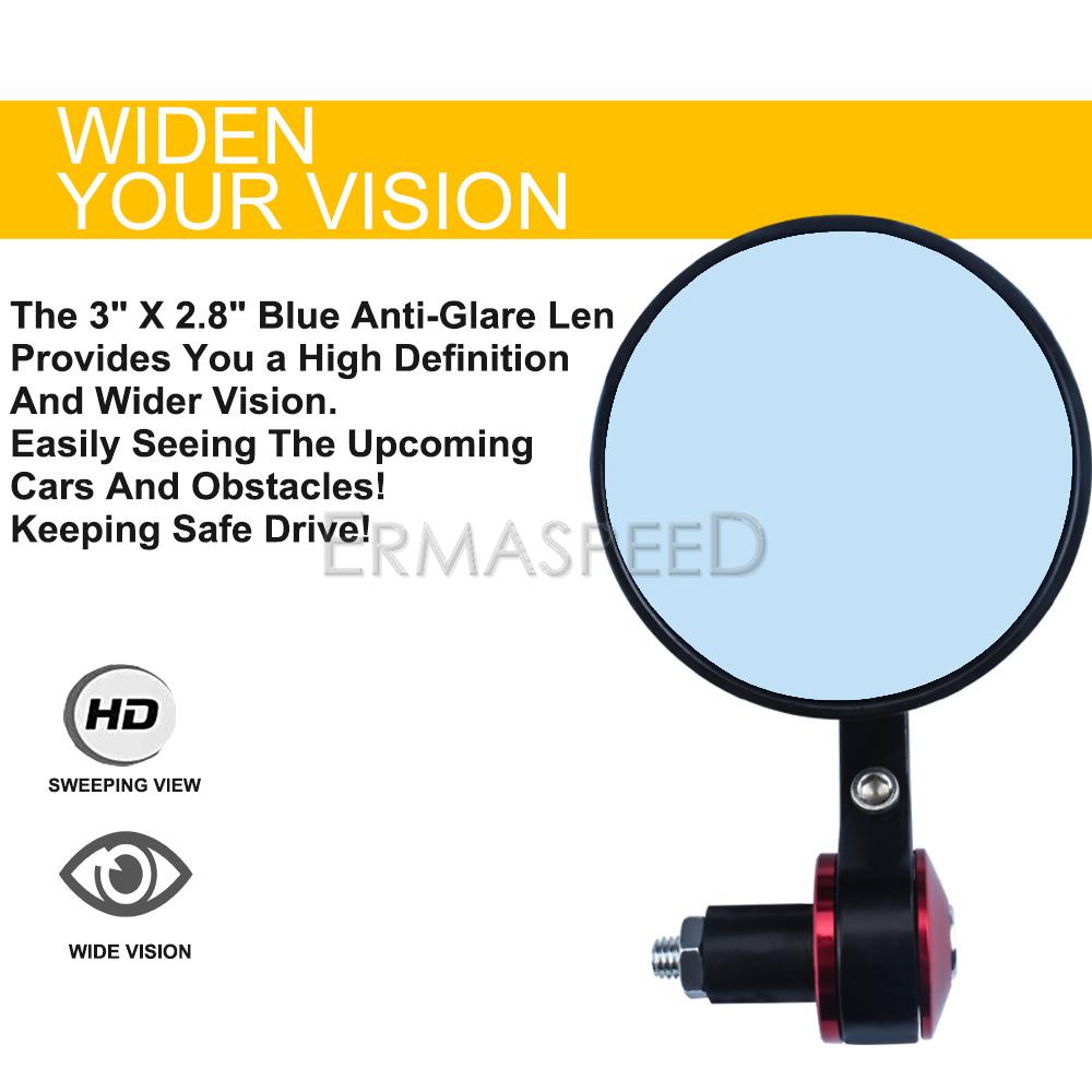 Алюминиевые 7/8 "22 мм мотоциклетные зеркала заднего вида с поворотной ручкой на 360°, сторона заднего вида