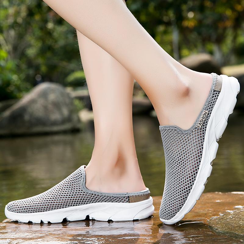Hollow Out Loafers Outdoor Mesh Flats Breathable Moccasins Comfy Sneakers Cool Muller Shoes Half Shoes Summer Mens Casual Shoes
