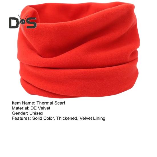 Men Women Thermal Scarf Thickened Double-Sided Velvet Lining Winter Dyeing Scarf Good Heating Insulation High Elasticity Scarf