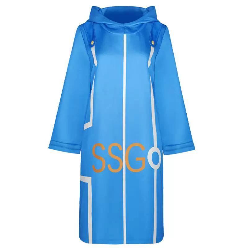 One Piece Tony Tony Chopper Cosplay Costume Blue Hooded Robe with Backpack Full Set Outfit for Halloween Anime Convention Party