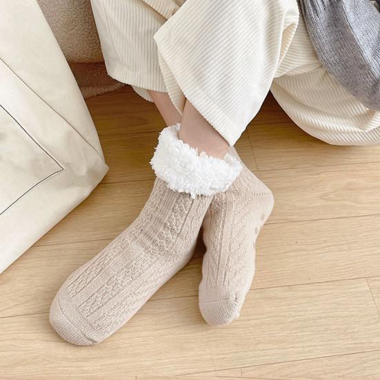 Fuzzy Warm Slipper Socks for Women Cozy Fluffy Fleece Lined Home Floor Socks with Grippers Winter Soft Thermal Sleep Socks