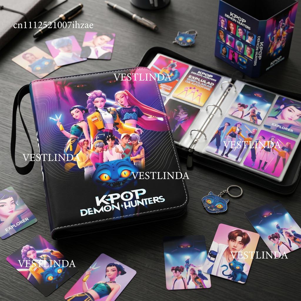 KPOP Demon Hunters Holder Binder Anime Portable Zipper Trading Card Protector Albums Collections Folder 400Pcs Book Fans Toys