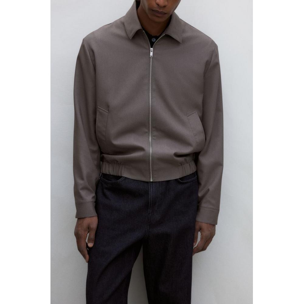 Саржевая куртка HM Regular Fit Темно-бежевая