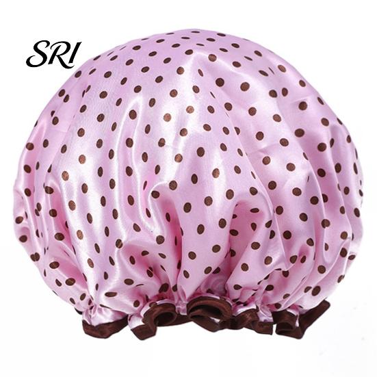 Reusable Shower Cap Leopard Zebra Dot Printing Double Layer Protection Waterproof Hair Hat with Elastic Band Makeup for Long