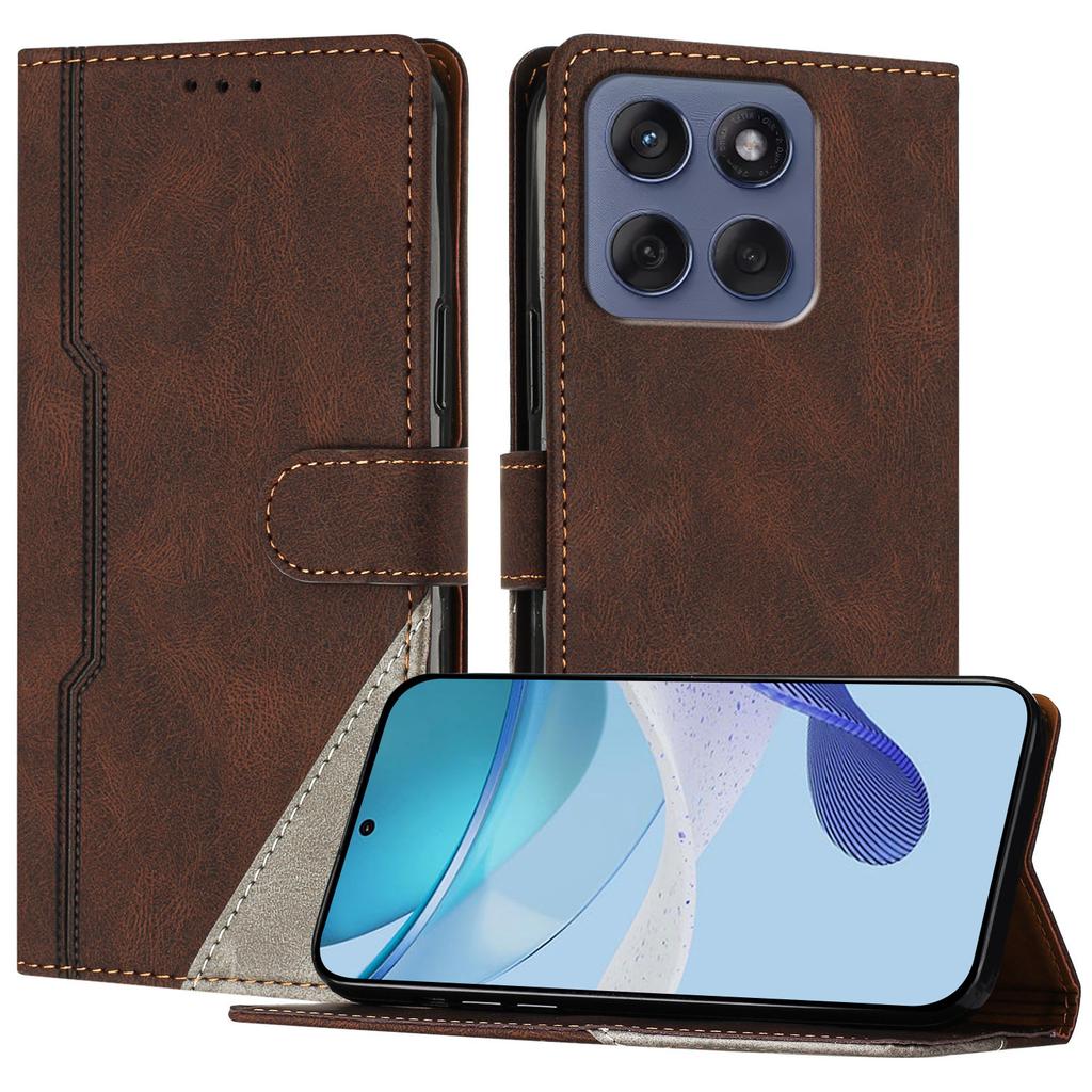 For Motorola Edge 60S Pro/Motorola Edge 60 Pro 5G Leather Case Triangle Patchwork Wallet Stand Shockproof Phone Cover