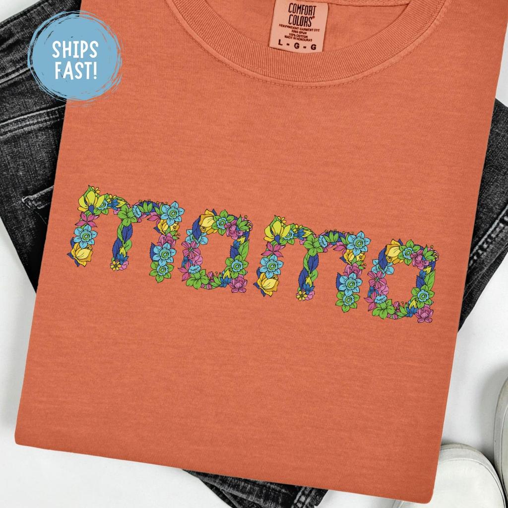 Spring Floral Mama Shirt Floral Mom Life Tee Cute Mama Bear Flower Graphic Shirt Motherhood Gift For Mom Spring Aesthetic Comfort Colors