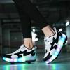 Children's Glowing Runaway Shoes Boys Girls Adult Double Wheel Burst Shoe Lace Wheel Shoes Schoolgirl Roller Skates None