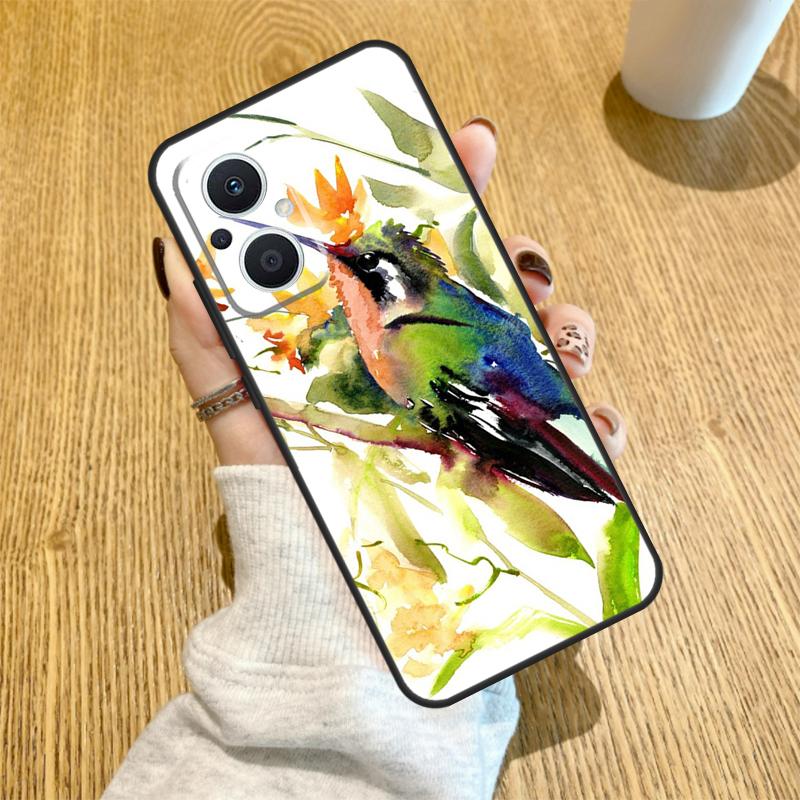 Чехол Колибри и Цветы Для OPPO Reno 10 11 12 13 14 Pro 14F 13F 12F 11F 7 8 Lite Чехол OPPO Find X5 X8 X9 Pro