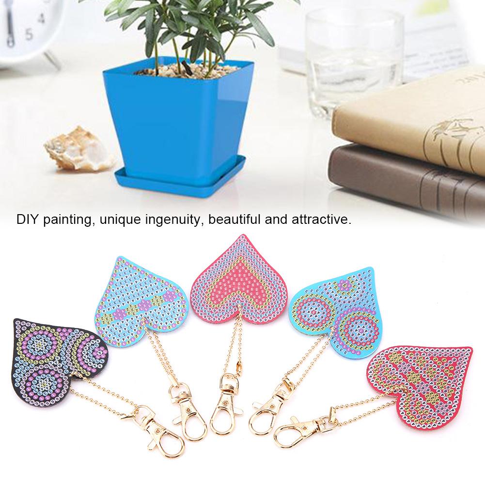 Heart Shaped Key Chain DIY Decoration Resin Drill Diamond Painting Keyring Gift Home Decor