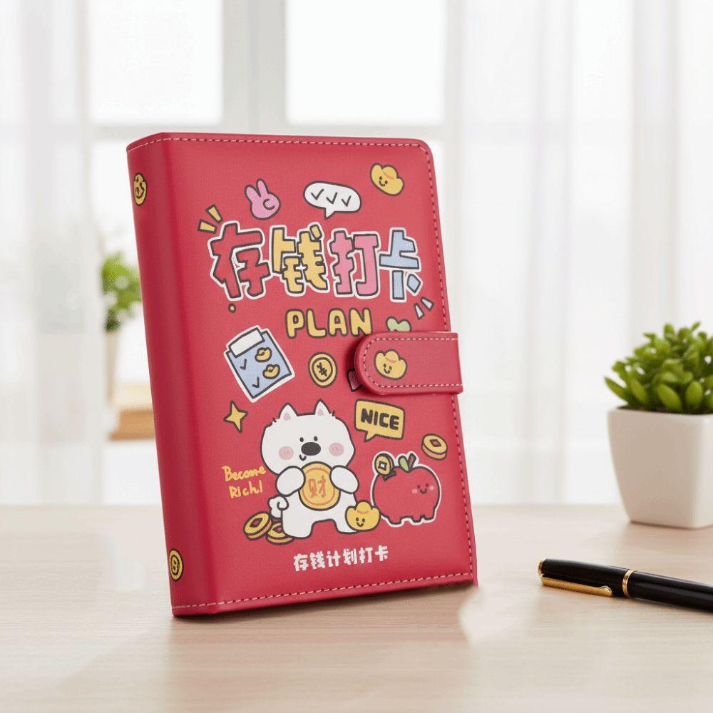PU Leather Saving Money Binder Handbook Planner Organizer Easy To Use Account Book Family