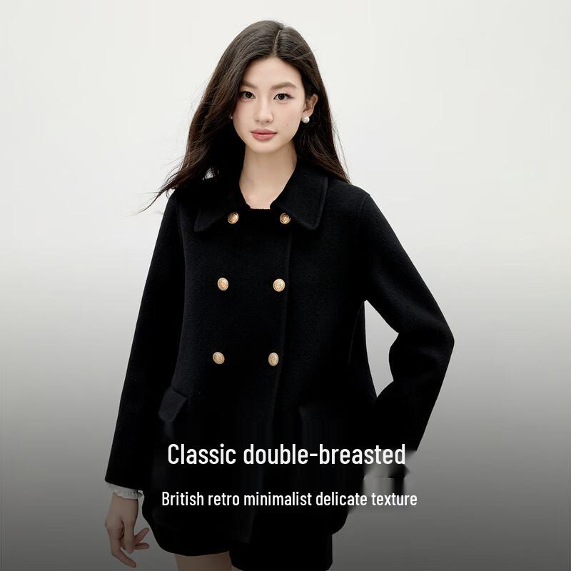 Qiushui Yiren Women's 100% Merino Wool Lapel Winter Coat
