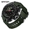Sanda Men's Large Dial Multifunctional Waterproof Sports Watch with Alarm