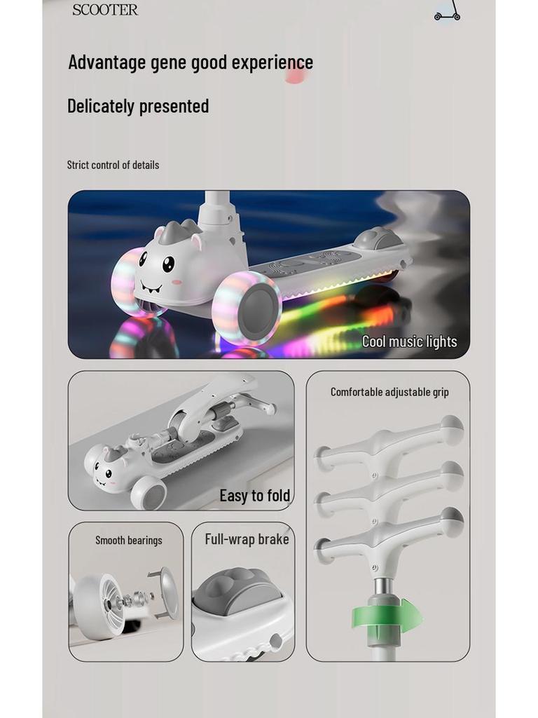 Детский складной самокат - Возраст 2-10 лет, для мальчиков и девочек