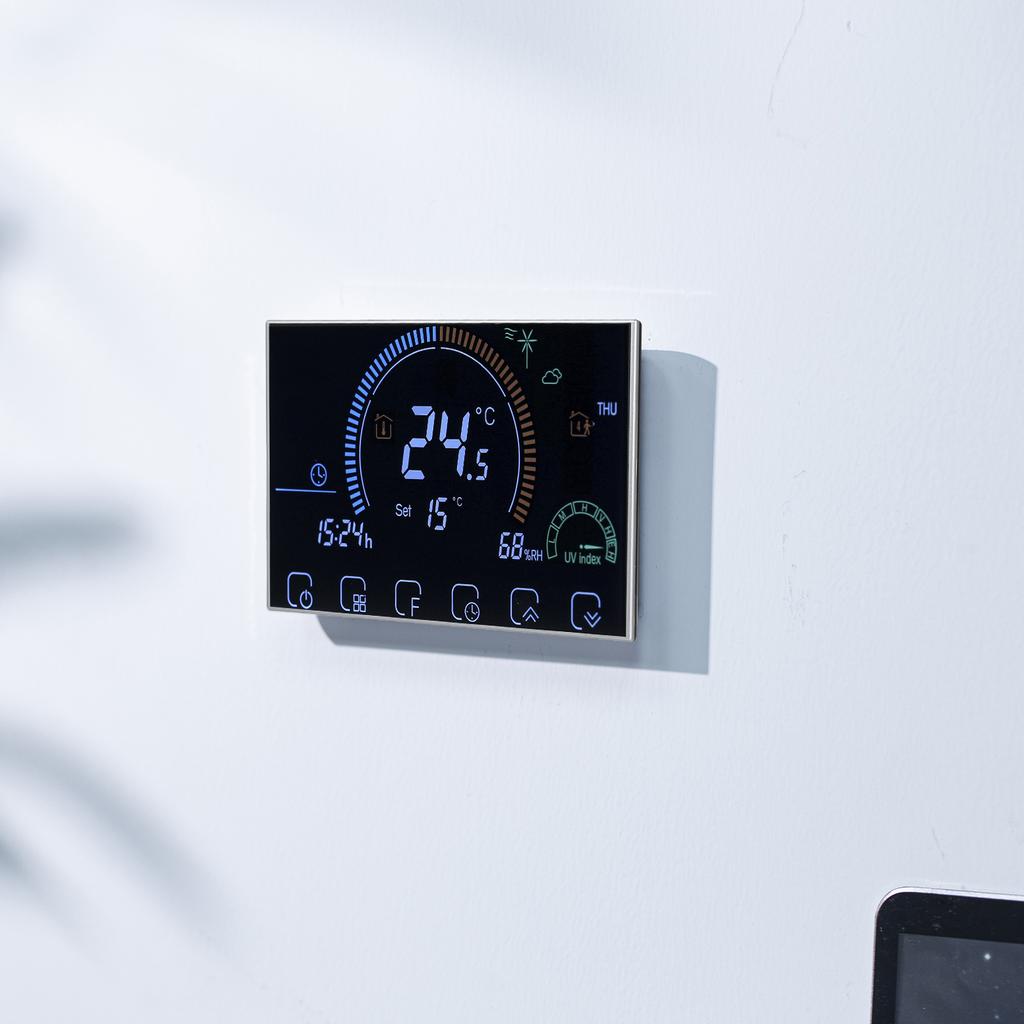 3A 95~240V Boiler Heating Energy Saving Smart Thermostat with Touchscreen LCD Display Weekly Programmable Room Temperature Controller Home