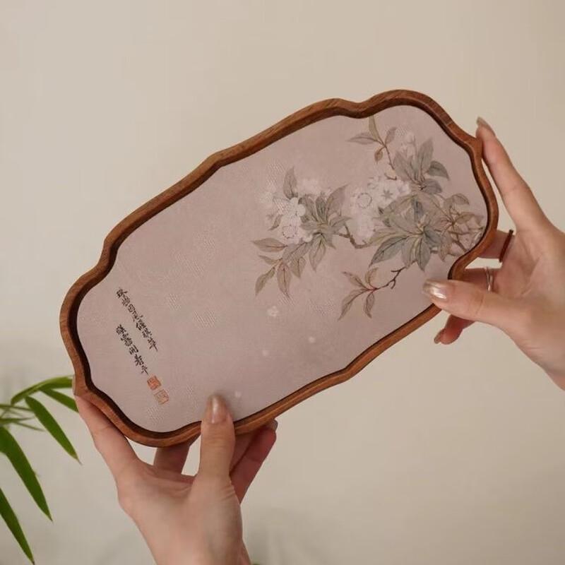 ZISIZ Маленький китайский чайный поднос из орехового дерева