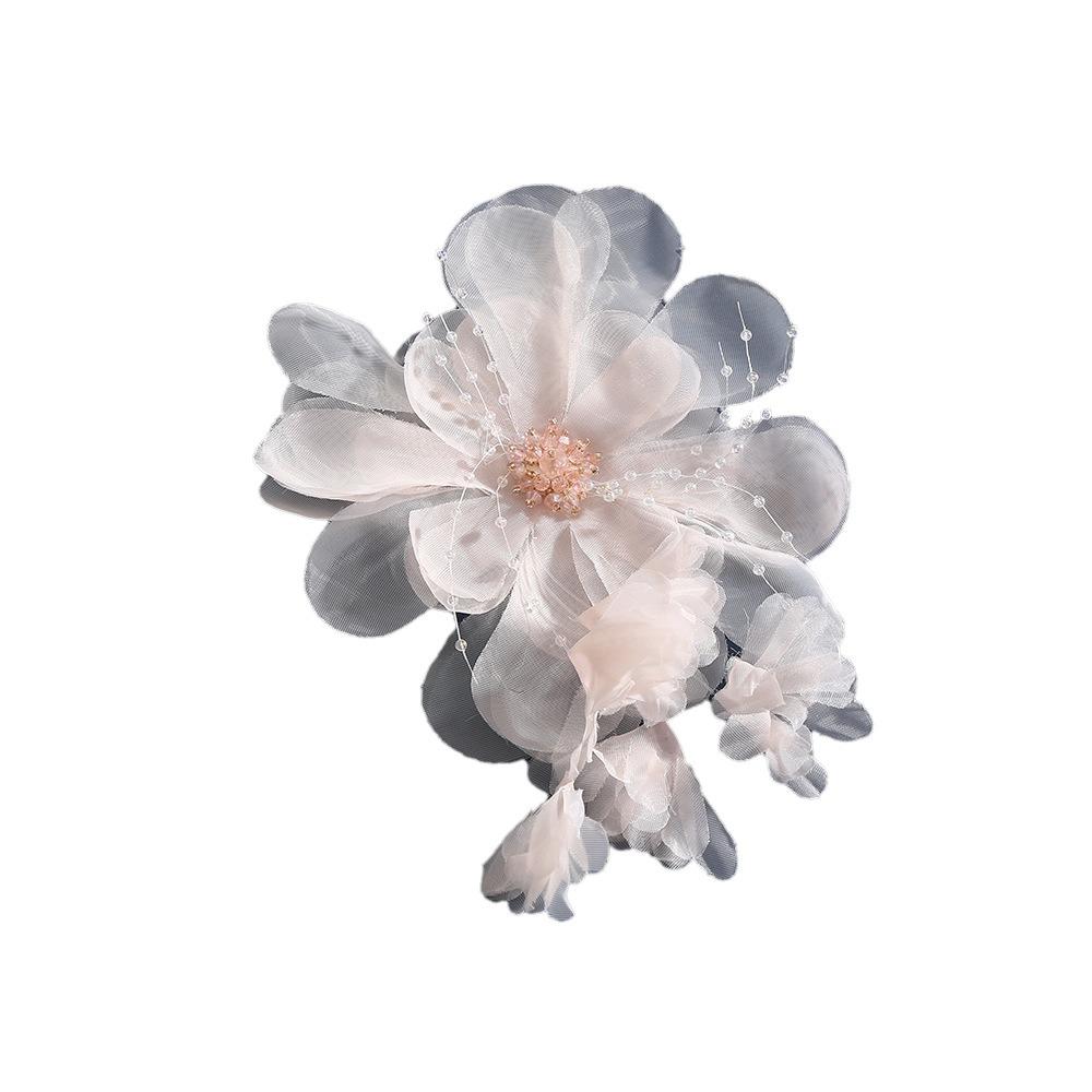 Embroidered Organza Flower Applique Tassels Fabric Corsage Elegant Hair Accessories Wedding