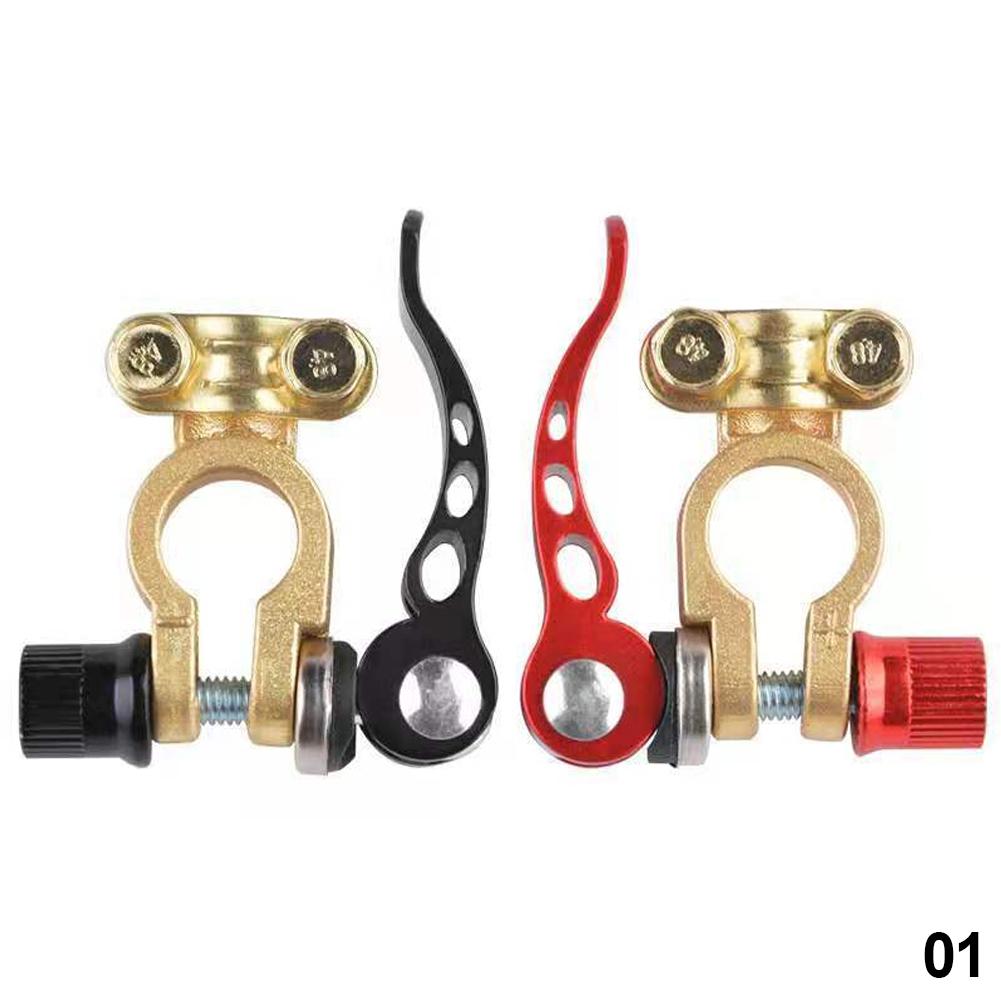 1Pair Car Battery Terminals Battery Terminal Connector Battery Bornes Cable Terminal Adapter Copper Clamps Clip Screw 12V