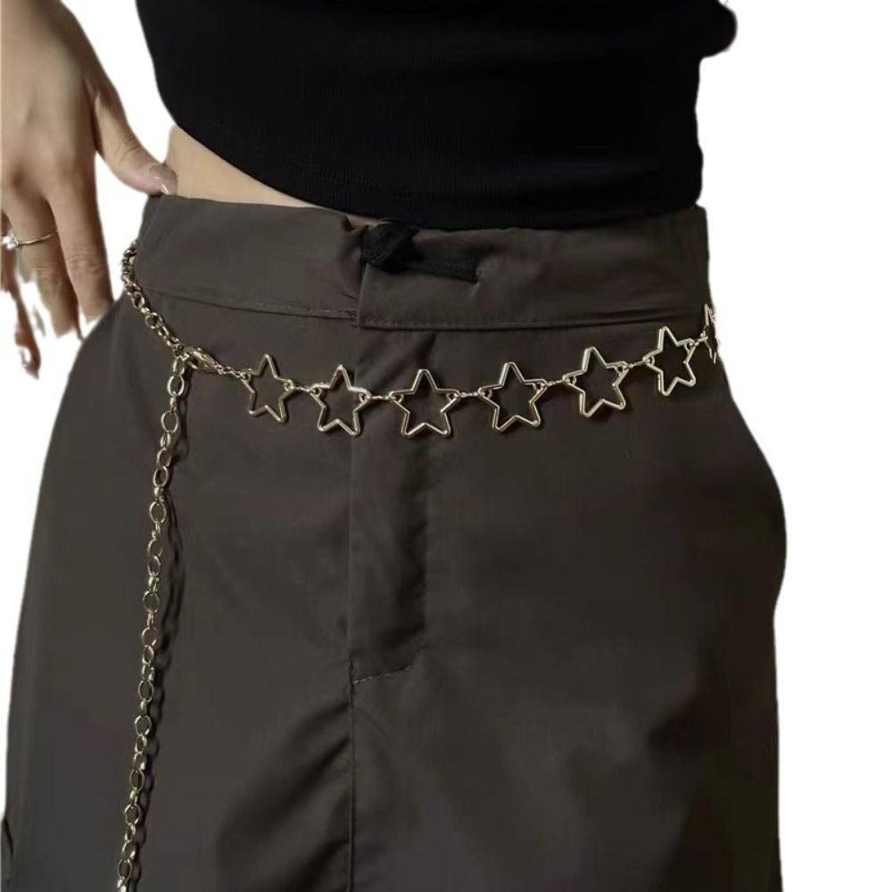 Retro Decorative Metal Waist Belts Hollow Out Stars Dress Waist Chain New Chain Belt